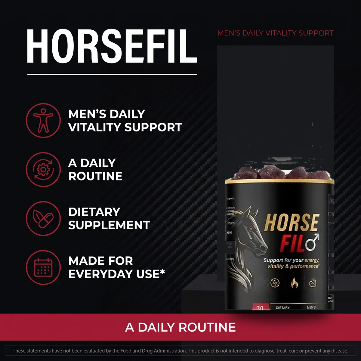 HorseFil listing image: Men’s Daily Vitality Support, A Daily Routine, Dietary Supplement, Made for Everyday Use